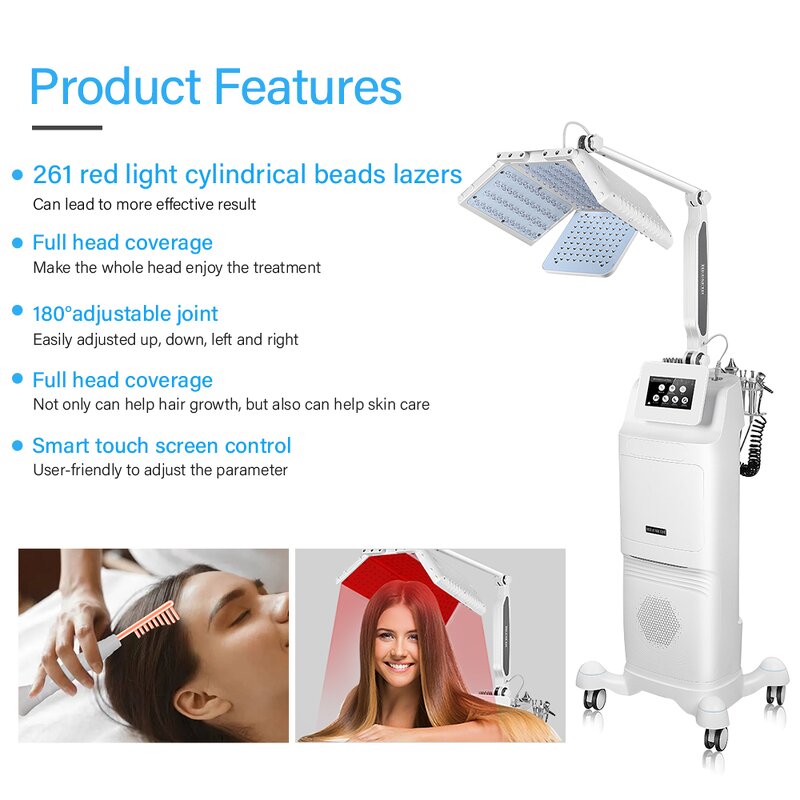 7 in 1 Hair Care Machine - Newest LED Light Galvanic Wand Brush Scalp Regrowth