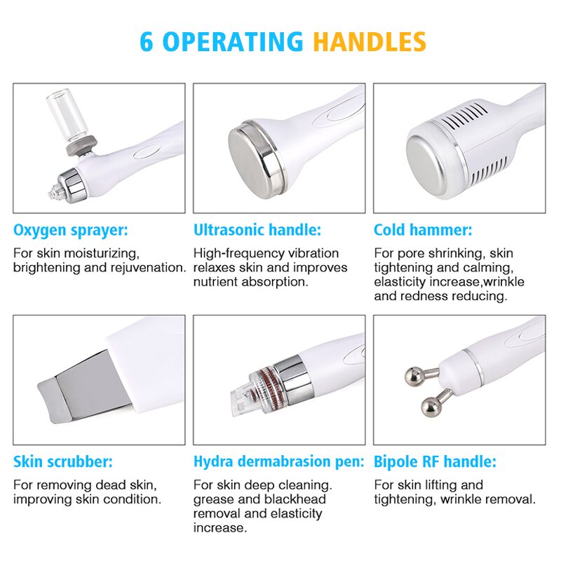 7 in 1 Hydro Dermabrasion - Hot Sales Oxygen Jet Peeling with LED Mask Facial Machine