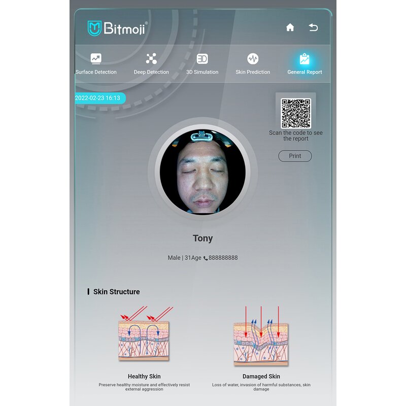 3D Skin Analyzer - Newest AI Home Use 3D Intelligence HD Face Scanner Tester