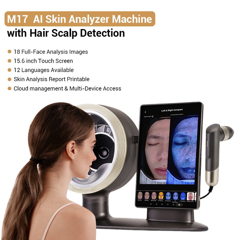 Desktop M17 AI Skin Analyzer - 2026 Newest Facial Analysis with Hair Scalp Detector