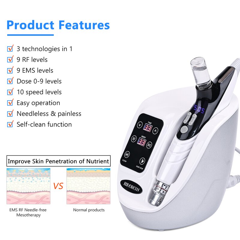 Noneedle Mesotherapy - EMS RF Beauty Skin No-needle Mezoterapia Gun Device