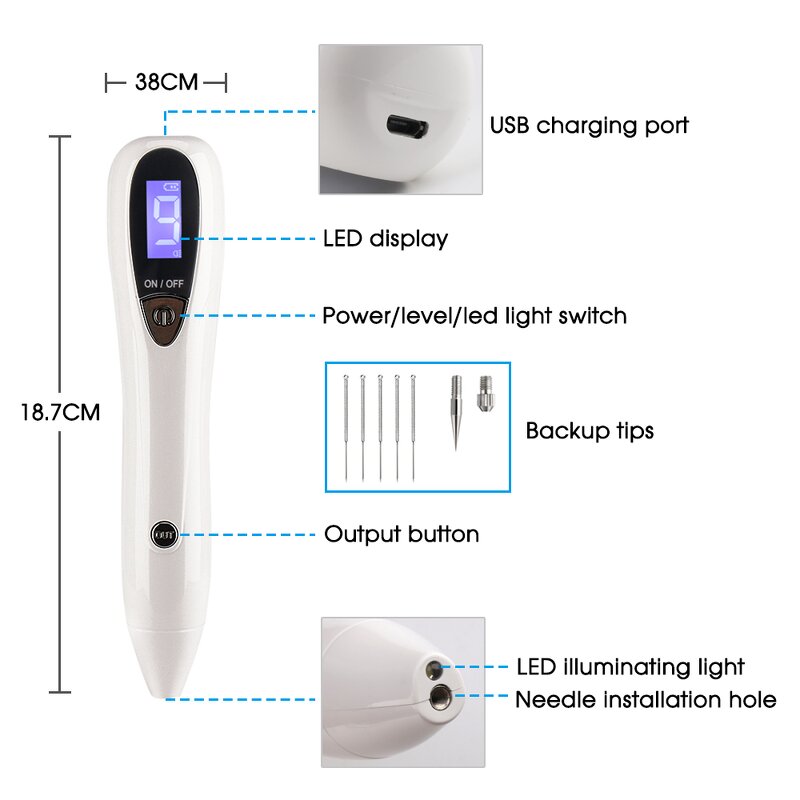 Portable Plasma Pen - Professional Freckles Mole Spot Remove with Led Light