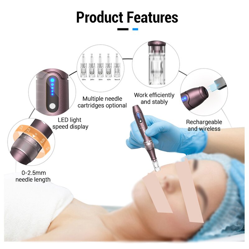 Derma Pen Cartridges - Anti-slip Design Led Light Wireless Dr Pen A10 Needles