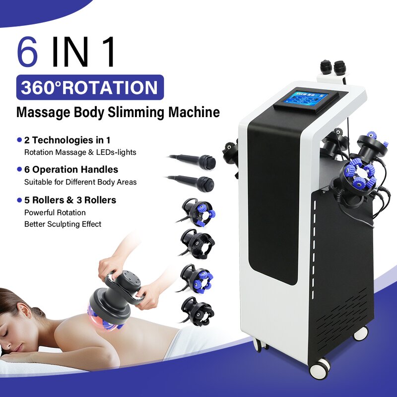 6 in 1 Roller Massage Machine - Vertical 360°Rotation Facial Lift Body Shape 5 Heads