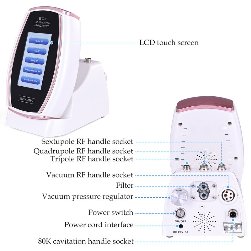 5 in 1 Slimming Machine - Fat Burning RF Vacuum 80K Cavitation 3 RF Handles
