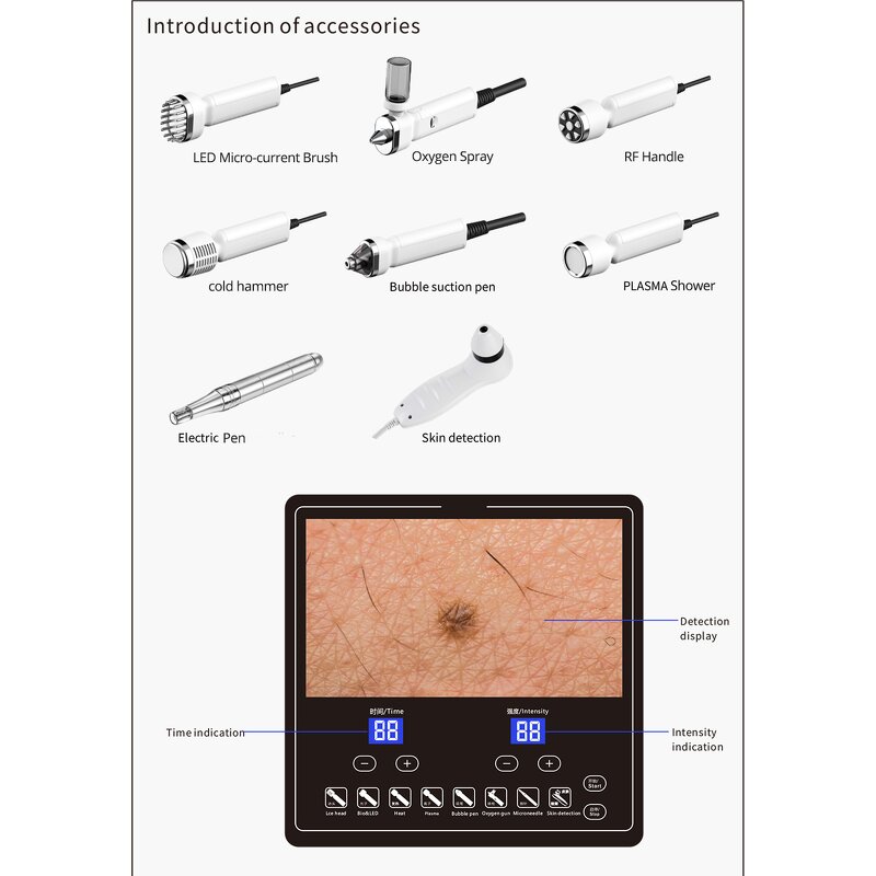 8 in 1 Hydra Machine - Newest Multifunctional with Trolley Skin Tester Oxygen