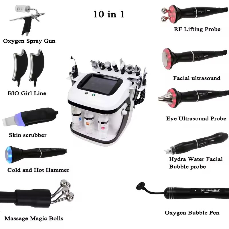 Facial Spa Machine Manufacturer - 10 in 1 Multifunctional Hidra Vacuum & Oxygen Jet