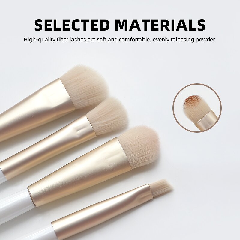 Makeup Brush Set - Custom 4Pcs Luxury Gold Synthetic Hair with Storage Box