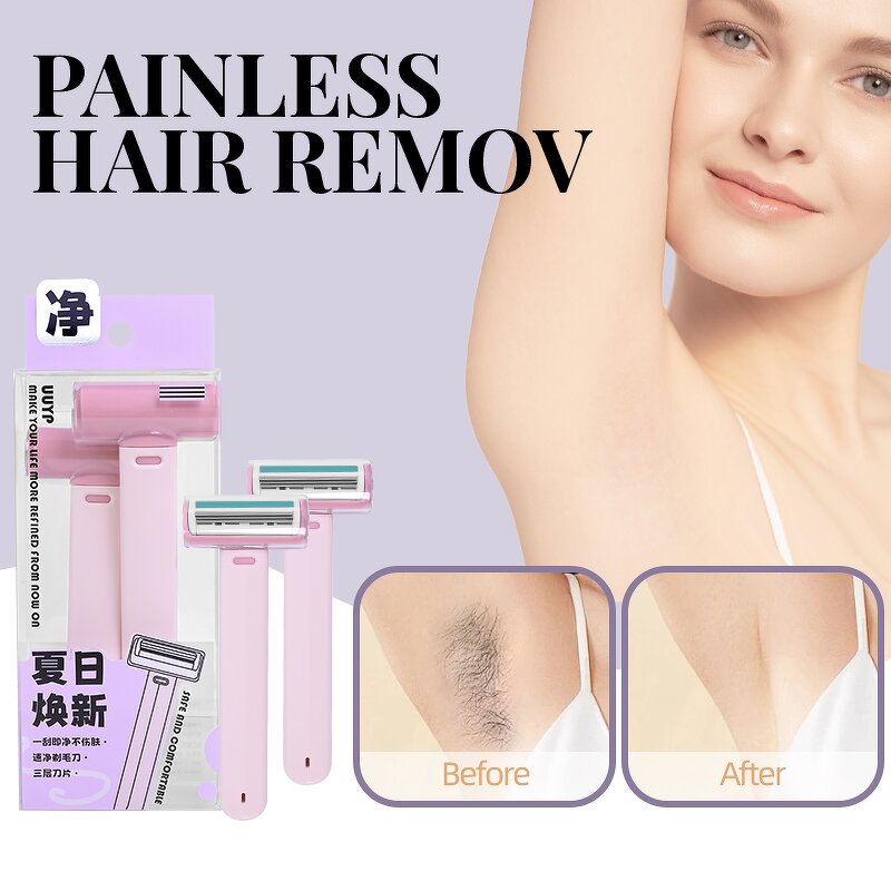 Dermaplaning Blades - 2Pcs Pink Purple Safe Skin-Friendly Reusable Facial Razor