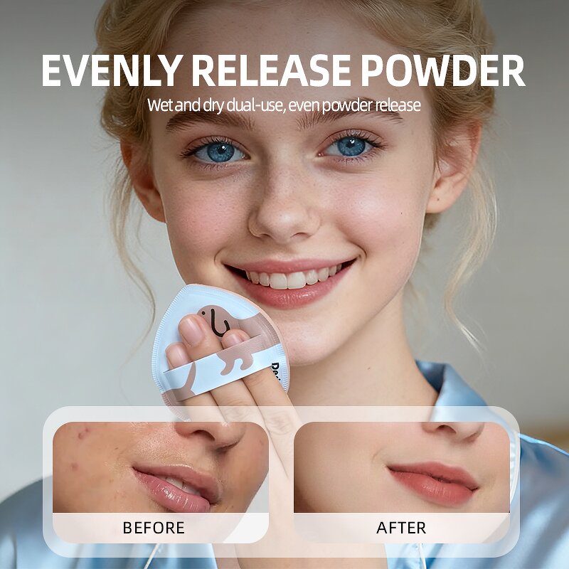 Cosmetic Puffs - In Stock Cartoon Pattern Blue White Soft Facial Foundation Sponge