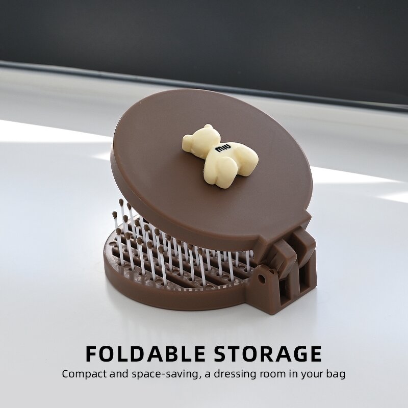 Mini Folding Brush - Wholesale Travel Pop-up Airbag Cartoon Round Pocket Mirror