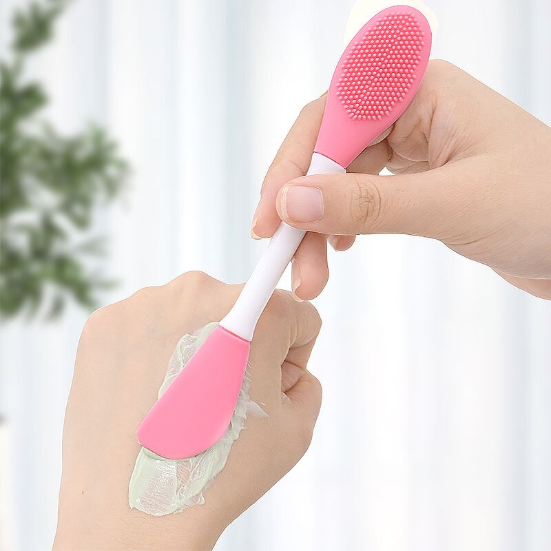 Silicone Facial Cleanser - Dual-Head Pink New Design Makeup Tools Face Cleaning