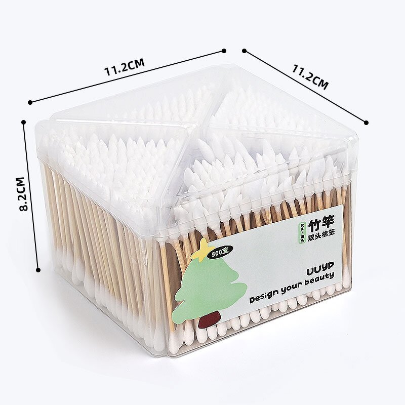 Bamboo Cotton Swabs - 500Pcs Eco-Friendly Biodegradable Pointed Rounded Earbuds