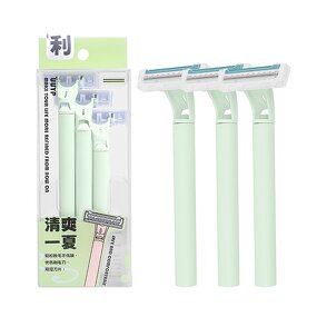 Facial Hair Razor Set - Women's Reusable 3-Piece Stainless Steel Triple Blade Holder