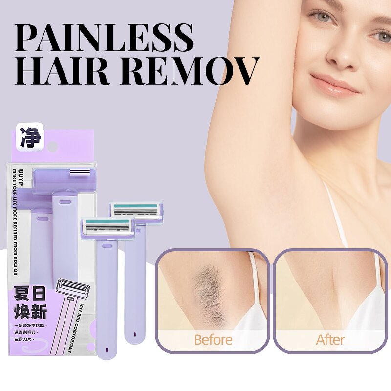 Dermaplaning Blades - Wholesale 2Pcs Pink Purple Stainless Steel Reusable Facial Razor