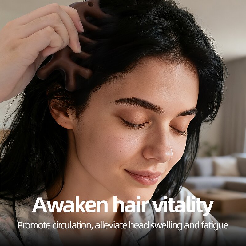 Wooden Hair Comb - Custom Five-finger Massage Sandalwood Wide Teeth Meridian Tool