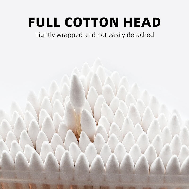 Bamboo Cotton Swabs - 500Pcs Eco-Friendly Biodegradable Pointed Rounded Earbuds