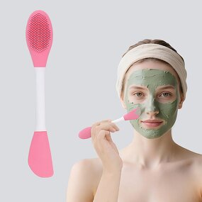 Silicone Facial Cleanser - New Design Pink Double Head Beauty Face Cleaning Brush