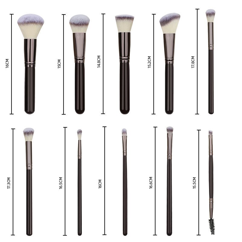 Makeup Brush Set - UUYP Luxury 10Pcs Synthetic Hair Foundation Women Beauty Bag