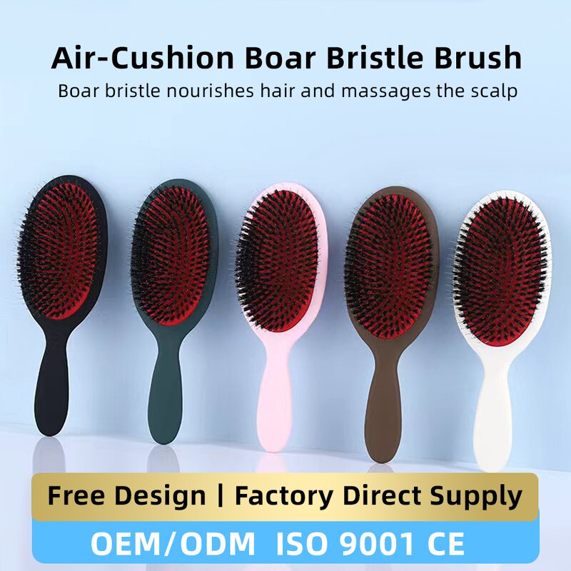 Boar Bristle Comb - Hot Sell Custom Logo Air Cushion Detangling Head Massager