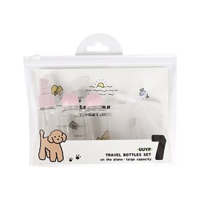 Travel Bottles Set - 7-Piece Plastic Flip Cap Refillable Shampoo Lotion Soap