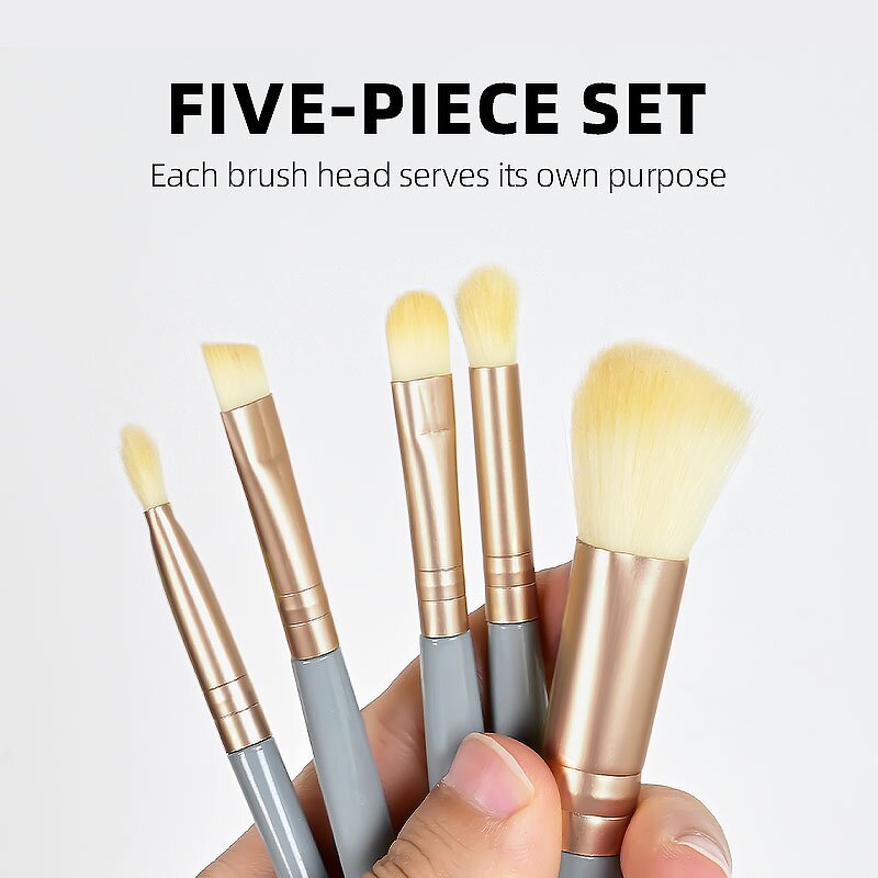 Makeup Brush Set - Hot Selling 5Pcs Foundation Blush Concealer with Mirror Portable
