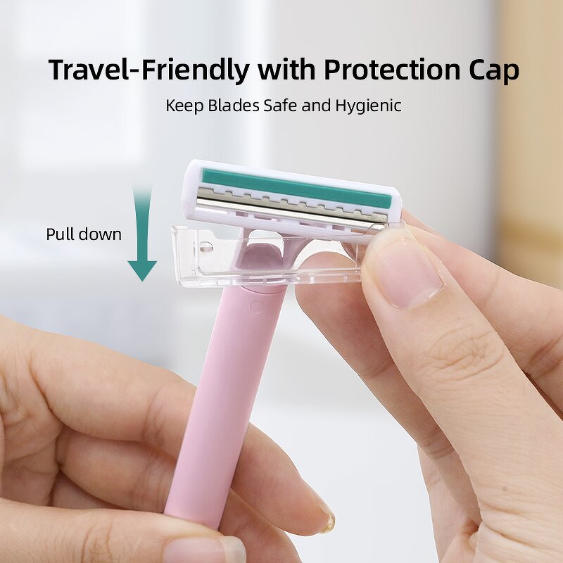 Facial Hair Razor Set - Women's Reusable 3-Piece Metal Safety Razor Holder