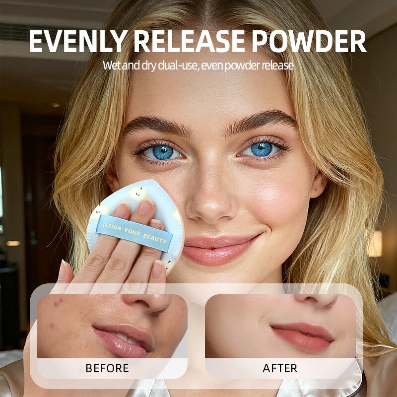 Foundation Sponge - Wholesale Water Drop Shape Khaki Blue Super Soft Washable Tool