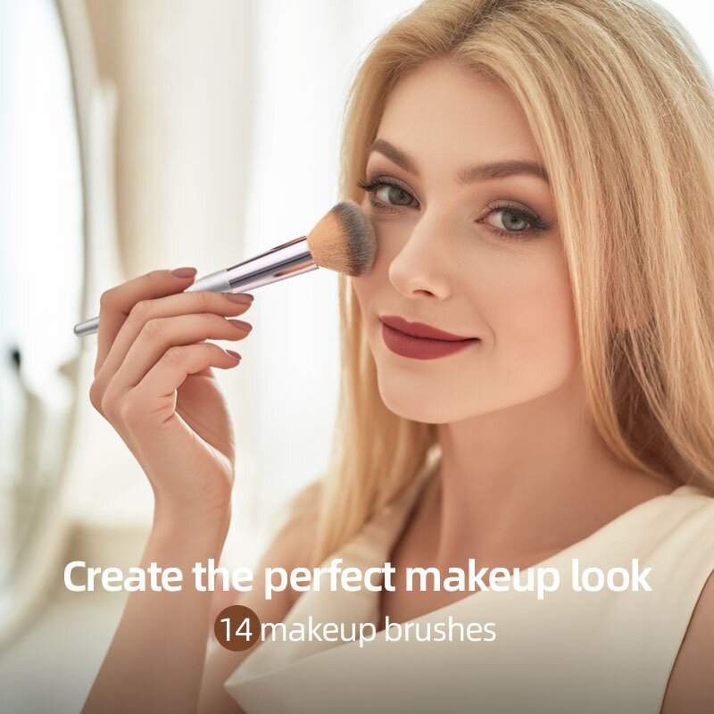 Makeup Brushes Set - UUYP Luxury 14Pcs Foundation Cosmetics Women Beauty Bag