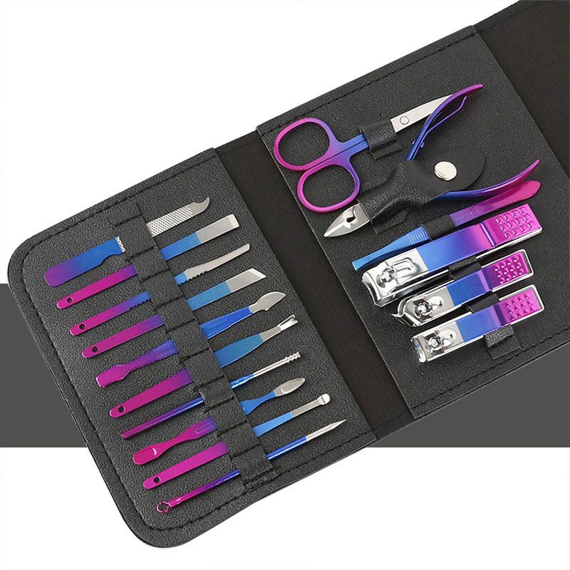 Manicure Pedicure Kit - 4-16pcs Carbon Steel Clipper Cutter Ear Pick Gift Set