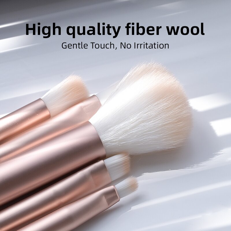 Makeup Brush Set - High Quality Pink Mini 5Pcs Synthetic Hair Foundation Eyeshadow