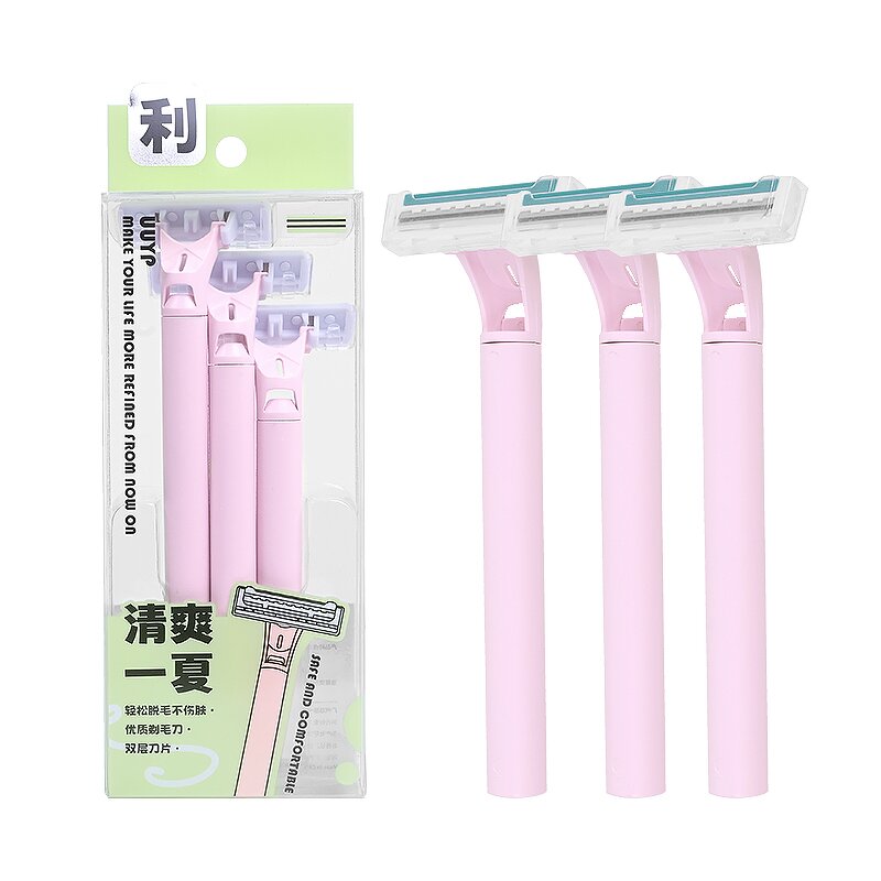 Facial Hair Razor Set - Women's Reusable 3-Piece Metal Safety Razor Holder