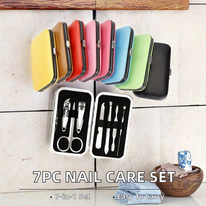 7 in 1 Nail Clippers Set - Portable Stainless Steel Manicure Pedicure Custom Box