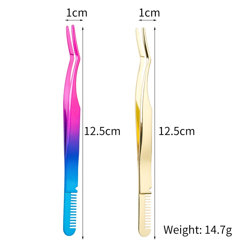 Eyelash Tweezers Factory - Wholesale Rose Gold 2 in 1 Design