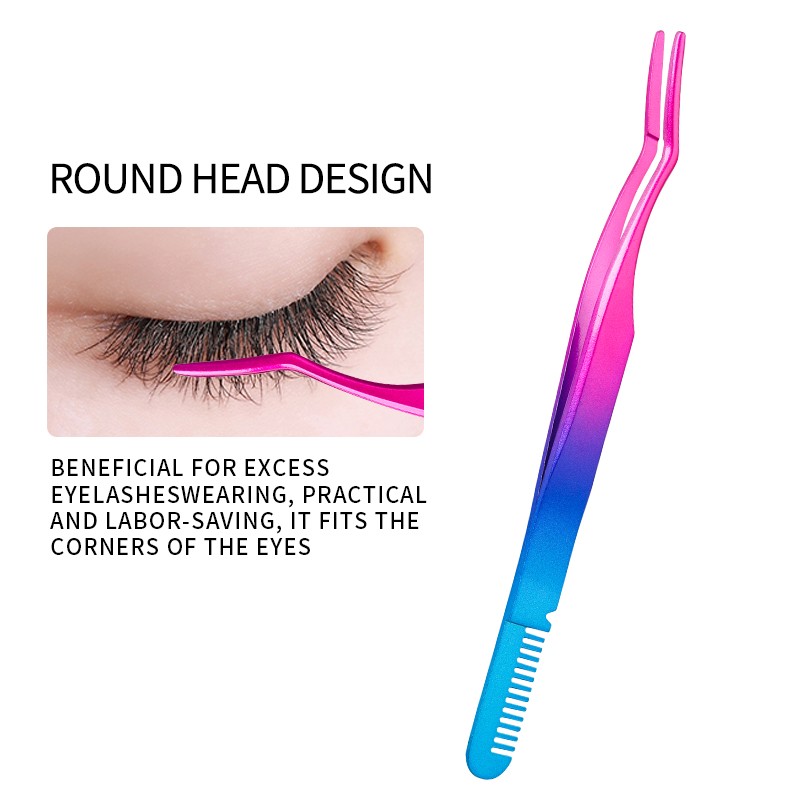 Eyelash Tweezers Factory - Wholesale Rose Gold 2 in 1 Design