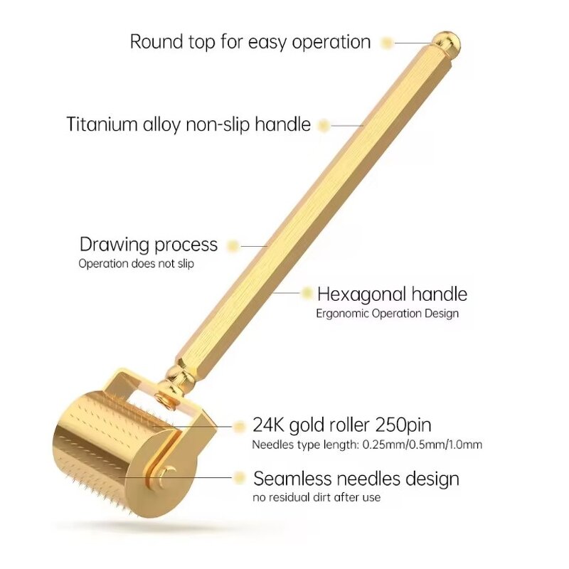 Derma Roller Manufacturer - Hot Selling Gold Plated 250 Titanium Needles