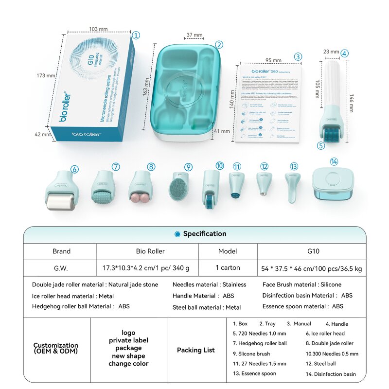 Dermaroller Kit Manufacturer - G10 Factory Price 10in1 Face Massage Ice Roller