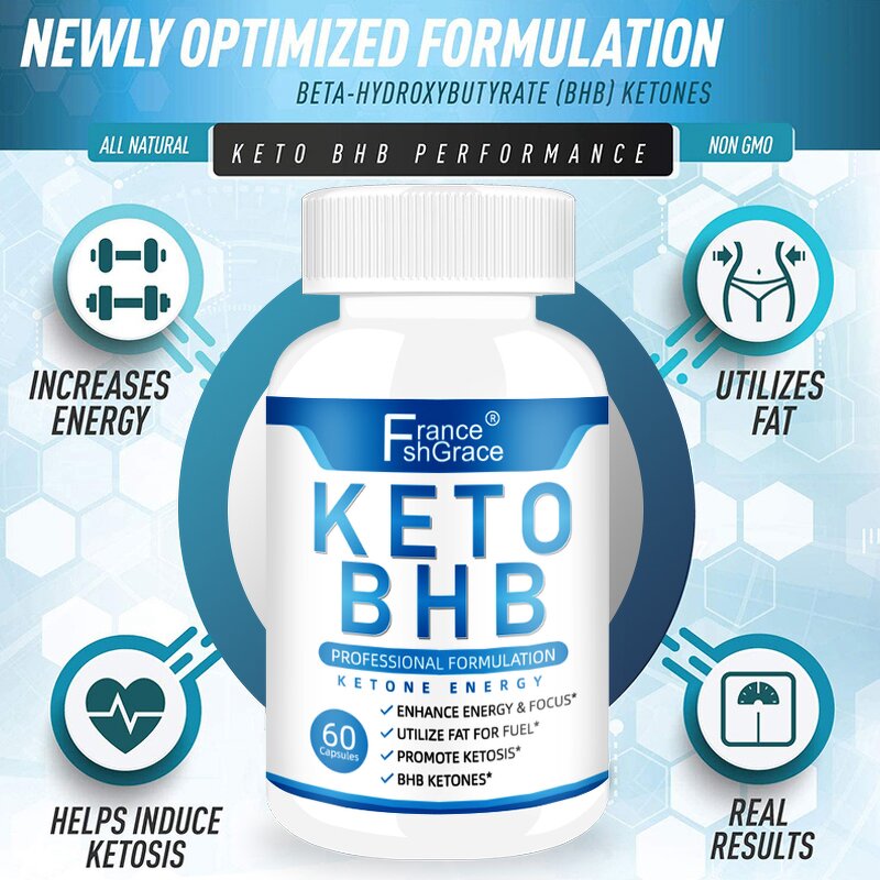 Keto BHB Capsules - Customized 60 Count Ketosis Energy Focus Metabolism Support