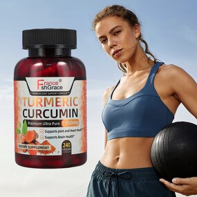 Turmeric Curcumin Capsules - 240 Veg Count Brain Health Support for Women Men