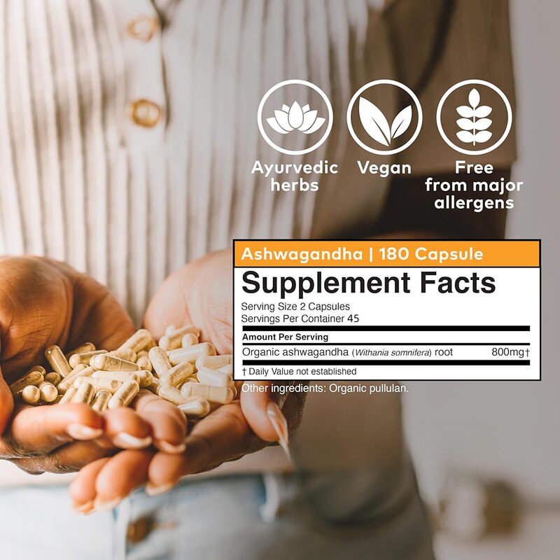 Ashwagandha Capsules - High Quality Herbal Stress Sleep Support Plant Extracts
