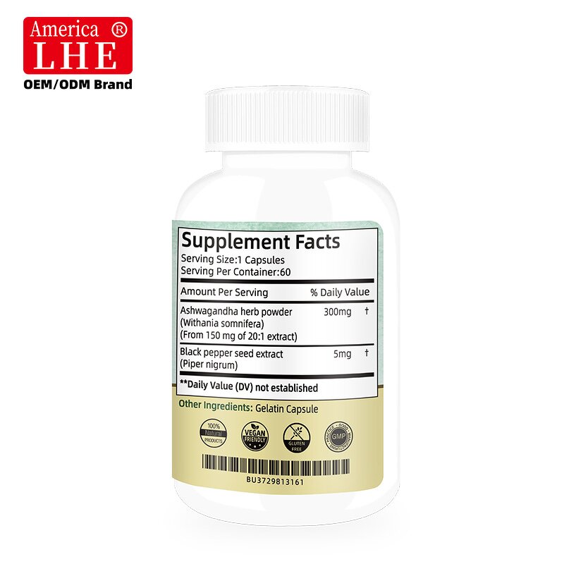 Ashwagandha Capsules - 300mg 60 Count Sleep Quality Stress Relief Supplement