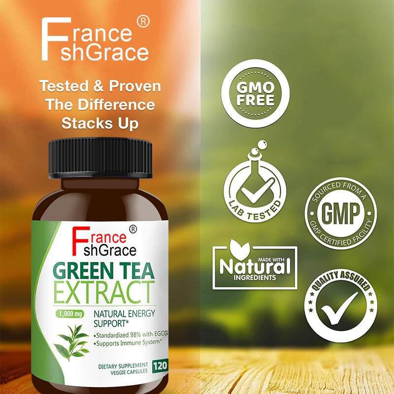 Green Tea Extract Capsules - 1000mg Heart Support Fat Burner Organic Supplement