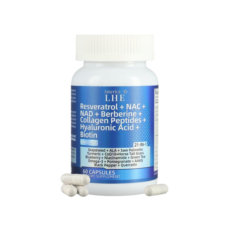 21 in 1 Supplement Capsules - Resveratrol NAD+ Berberine Hair Nails Skin Joint