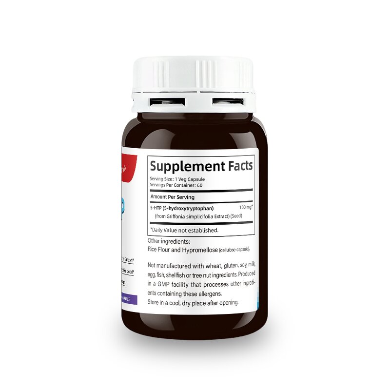5-HTP Capsules - 100mg Organic Positive Mood Support Supplement for Adults