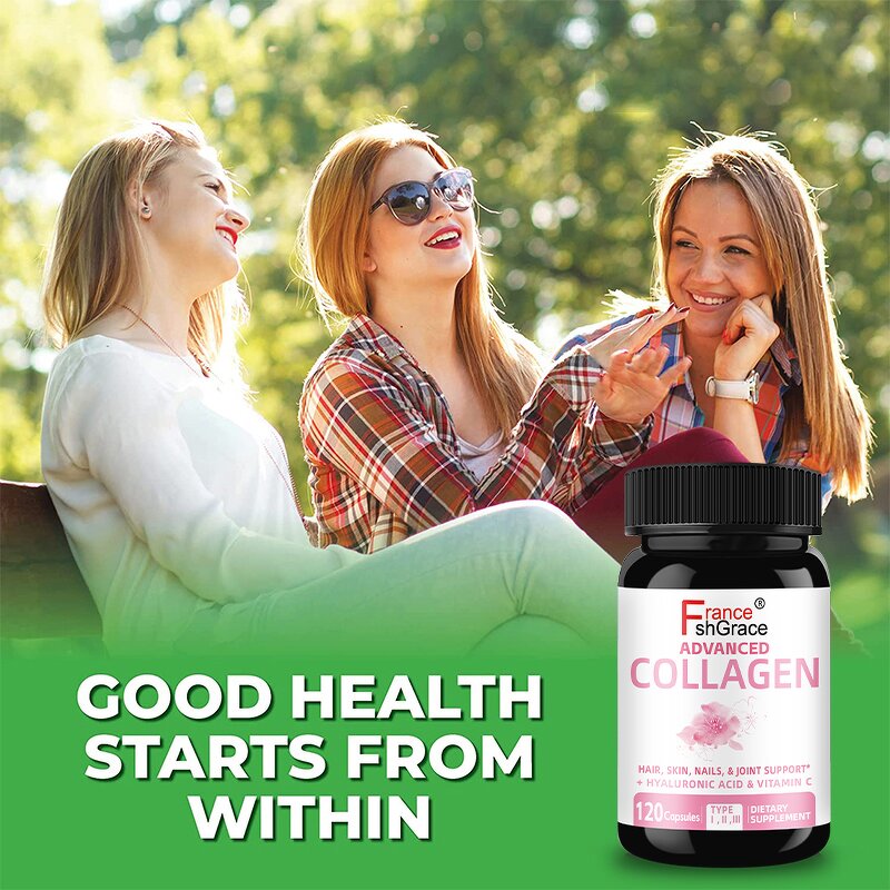 Collagen Capsules - with Hyaluronic Acid Vitamin C 120 Count Hair Skin Support