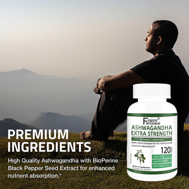 Ashwagandha Capsules - 120 Count Extra Strength Stress Relief Mood Enhancer