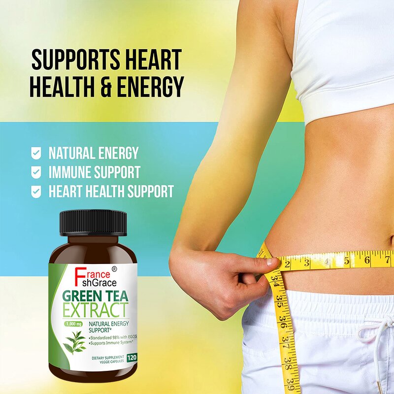 Green Tea Extract Capsules - 1000mg Heart Support Fat Burner Organic Supplement