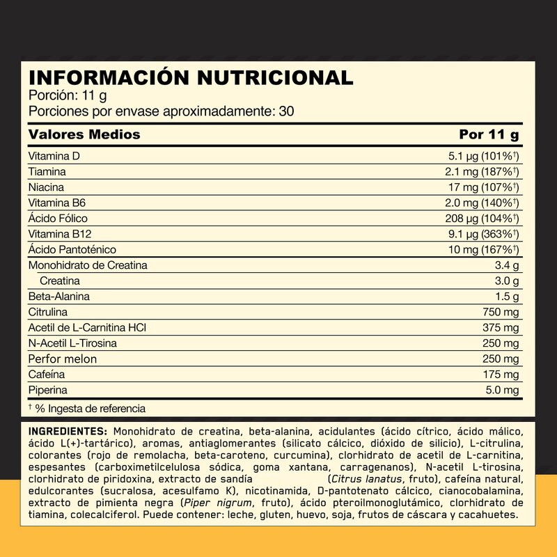 Pre-Workout Powder - 330G Creatine Beta-Alanine Vitamin D Immune Support