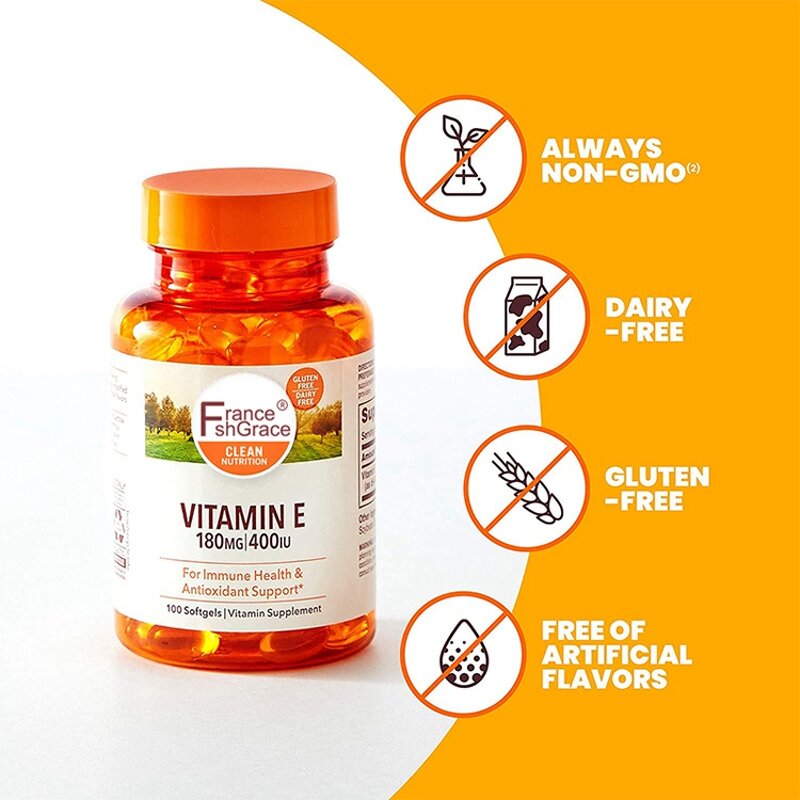 Vitamin E Softgels - 100 Count Premium Immune Health Vitamin Supplement