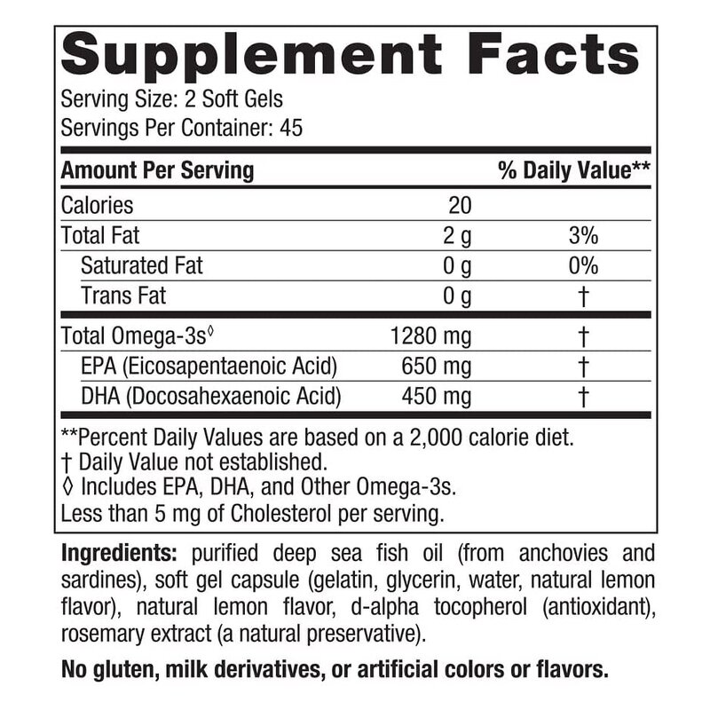 Ultimate Omega Softgels - 1280mg High Potency Brain Heart Health Support